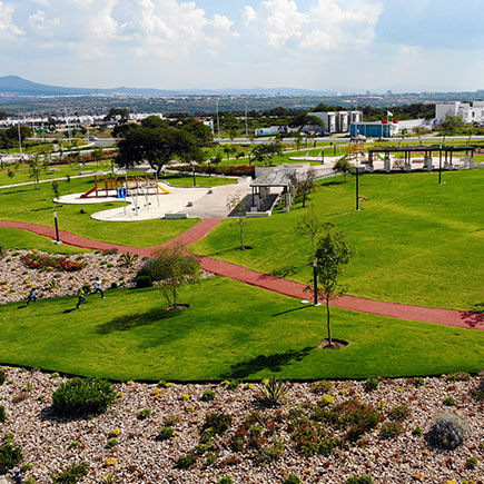 Vista áerea de parque en Zákia Querétaro